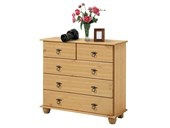 Kommode FOTINA mit 5 Schubladen aus Kiefer in gebeizt geölt
