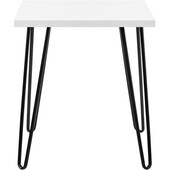 Beistelltisch Owen Wohnzimmertisch, Nachttisch, Metallbeine Hairpin, 49,5 cm breit in weiß