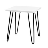 Beistelltisch Owen Wohnzimmertisch, Nachttisch, Metallbeine Hairpin, 49,5 cm breit in weiß