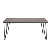 Couchtisch Owen Wohnzimmertisch, rechteckige Form, Metallbeine, Breite 107 cm in graueichenfarbe