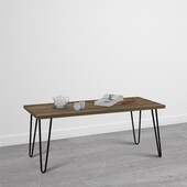 Couchtisch Owen Wohnzimmertisch, rechteckige Form, Metallbeine, Breite 107 cm in walnuss