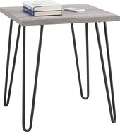 Beistelltisch Owen Wohnzimmertisch, Nachttisch, Metallbeine Hairpin, 49,5 cm breit in eichengrau
