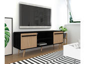 2-trg. TV Lowboard CICI in schwarz/eichefarben, 139 cm breit