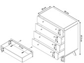 Kommode CARMEN mit 4 Schubladen in grau, modernes Design