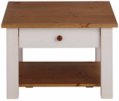 Couchtisch CELINE 60 x 60 cm aus Kiefer massiv, weiß & honig