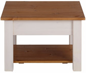Couchtisch CELINE 60 x 60 cm aus Kiefer massiv, weiß & honig