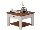 Couchtisch CELINE 60 x 60 cm aus Kiefer massiv, weiß & honig