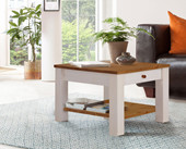 Couchtisch CELINE 60 x 60 cm aus Kiefer massiv, weiß & honig