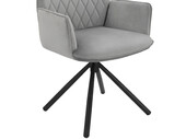 Esszimmerstuhl Pablo (2er-Set), mit Armlehne, Gestell aus Metall, Luxus Stax Velvet in hellgrau