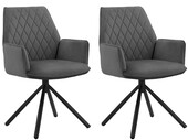 Esszimmerstuhl Pablo (2er-Set), mit Armlehne, Gestell aus Metall, Luxus Stax Velvet in anthrazit
