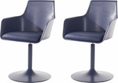 2er Set Lounge Stuhl OHIO mit Trompetenfuß, dunkelblau