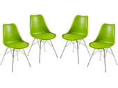 4er-Set Stühle JERRY Gestell aus Chrom in grün