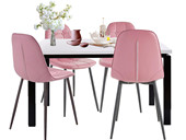 4er Set Stuhl LUCIA aus Kunstleder in rosa