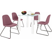 2er-Set Stuhl COCO mit Kufengestell gepolstert in rosa