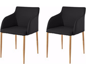 Stühle NONI aus PU Leder in schwarz, Beine in eichefarben