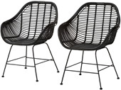 2er-Set Esszimmerstuhl KARIK aus Rattan/Metall in schwarz