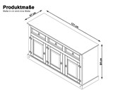 3-trg. Sideboard MIGUEL aus Kiefer massiv in gebeizt geölt