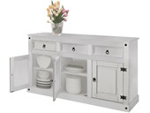 3-trg. Sideboard MIGUEL aus Kiefer massiv in weiß lackiert