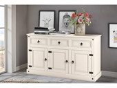 3-trg. Sideboard MIGUEL aus Kiefer massiv in weiß lackiert