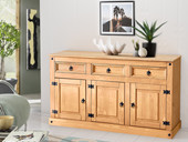 3-trg. Sideboard MIGUEL aus Kiefer massiv in gebeizt geölt