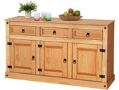 3-trg. Sideboard MIGUEL aus Kiefer massiv in gebeizt geölt