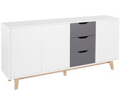 3-trg. Sideboard MADS mit 3 Schubladen in weiß/anthrazit