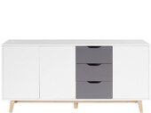 3-trg. Sideboard MADS mit 3 Schubladen in weiß/anthrazit