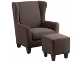Sessel ZOE mit Hocker aus Mikrofaser in brown, Federkern