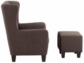 Sessel ZOE mit Hocker aus Mikrofaser in brown, Federkern