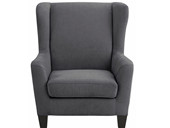 Sessel ZOE mit Hocker aus Mikrofaser in grau, Federkern