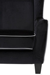 Sessel mit Hocker POMELO mit Samtbezug in schwarz/ grau