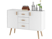 Sideboard PASCAL 3 Schubladen MDF in weiß & natur