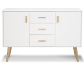 Sideboard PASCAL 3 Schubladen MDF in weiß & natur