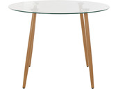 Esstisch rund MIANA mit Glasplatte und Holzbeinen, Ø100 cm