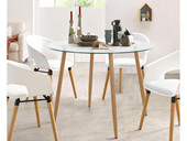 Esstisch rund MIANA mit Glasplatte und Holzbeinen, Ø100 cm