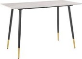 Schreibtisch Matcha, Tischplatte aus MDF in Marmoroptik, Metallbeine, Breite 110 cm in schwarz/gold | marmorfarben hell