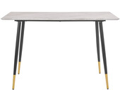 Schreibtisch Matcha, Tischplatte aus MDF in Marmoroptik, Metallbeine, Breite 110 cm in schwarz/gold | marmorfarben hell