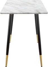 Schreibtisch Matcha, Tischplatte aus MDF in Marmoroptik, Metallbeine, Breite 110 cm in schwarz/gold | marmorfarben hell