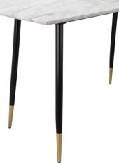 Schreibtisch Matcha, Tischplatte aus MDF in Marmoroptik, Metallbeine, Breite 110 cm in schwarz/gold | marmorfarben hell