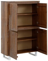 4-trg. Highboard LEANO aus Kiefer Massivholz in braun