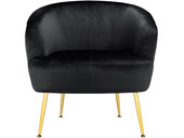 Loungesessel Scavo Gepolsterter Sessel mit Beine in Goldfarbe, Sitz in schwarz velvet