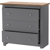 Kommode Eddie, Schubladenkommode mit 3 Schubladen, Landhaus, Breite 79 cm in eiche & grau