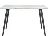 Esstisch Manny in Marmoroptik mit Glasplatte, Metallgestell schwarz Breite 120 cm