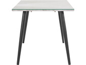 Esstisch Manny in Marmoroptik mit Glasplatte, Metallgestell schwarz Breite 120 cm