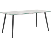 Esstisch Manny in Marmoroptik mit Glasplatte, Metallgestell schwarz Breite 160 cm