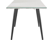 Esstisch Manny in Marmoroptik mit Glasplatte, Metallgestell schwarz Breite 160 cm