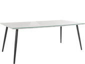 Esstisch Manny in Marmoroptik mit Glasplatte, Metallgestell schwarz Breite 200 cm