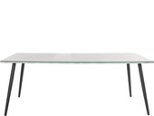Esstisch Manny in Marmoroptik mit Glasplatte, Metallgestell schwarz Breite 200 cm