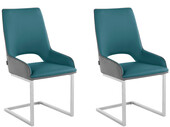 Freischwinger Samantha (Set, 2 St), Esszimmerstühle, Bezug in Lederoptik, Chromgestell, Sitzhöhe 48 cm in anthrazit & petrol PU