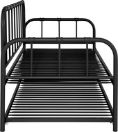 Metallbett Lattenrost, ausziehbare Schlafffläche, Liegefläche in schwarz 90 x 200 cm